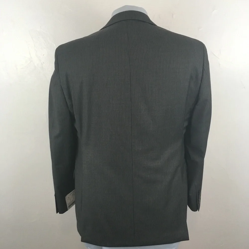 Calvin Klein 38s mens suit gray stripes 100% wool 2 piece new 2 button ea0143